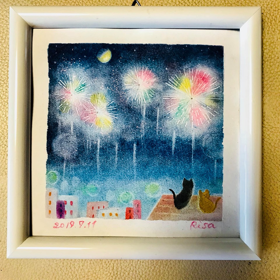 パステルアートで夏の花火 | 神奈川県海老名市 フラワーエッセンスリサ 